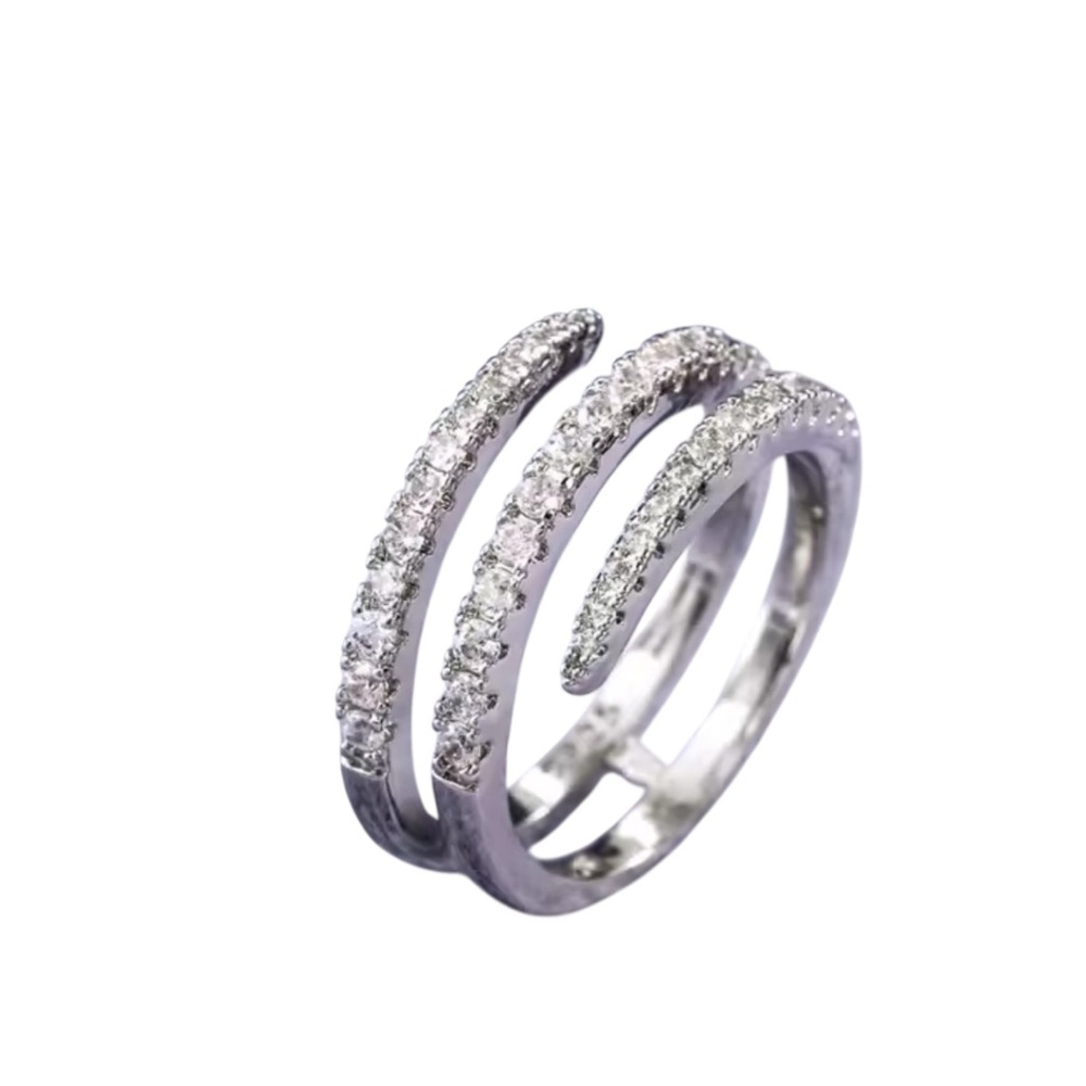 Elegant 925 Sterling Silver Cubic Zirconia Triple Band Ring
